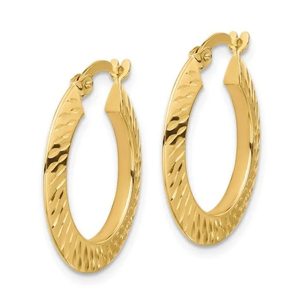 14K Yellow Gold Diamond-cut Knife Edge Hoop Earrings Image 2 Monarch Jewelry Winter Park, FL