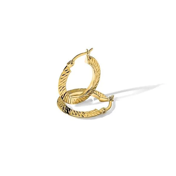 14K Yellow Gold Diamond-cut Knife Edge Hoop Earrings Image 3 Monarch Jewelry Winter Park, FL