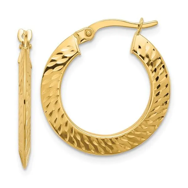 14K Yellow Gold Diamond-cut Knife Edge Hoop Earrings Monarch Jewelry Winter Park, FL