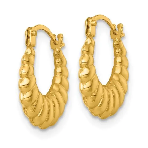 14K Yellow Gold Scalloped Hoop Earrings Image 2 Monarch Jewelry Winter Park, FL