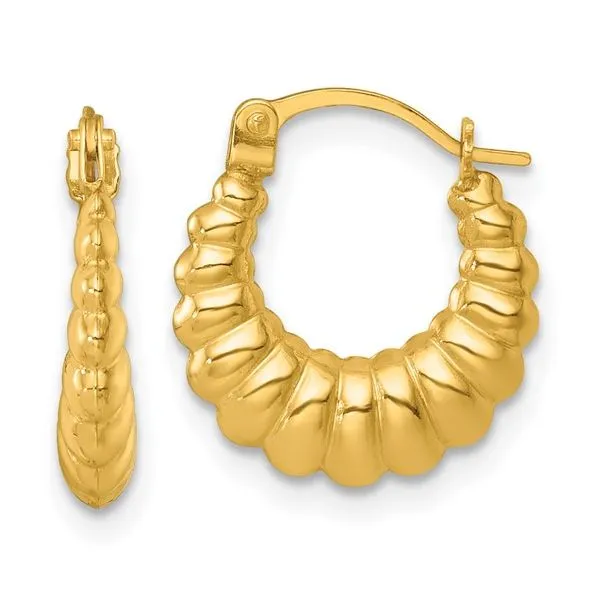 14K Yellow Gold Scalloped Hoop Earrings Monarch Jewelry Winter Park, FL