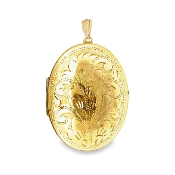 14KY locket engraved with flower pattern, 435-00506 Monarch Jewelry Winter Park, FL