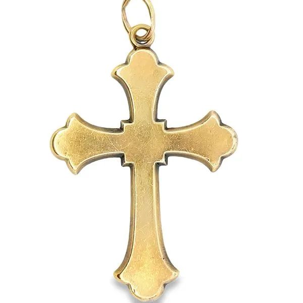 18KY Estate Victorian Cross with Leaf Engraving 435-00516 Image 3 Monarch Jewelry Winter Park, FL