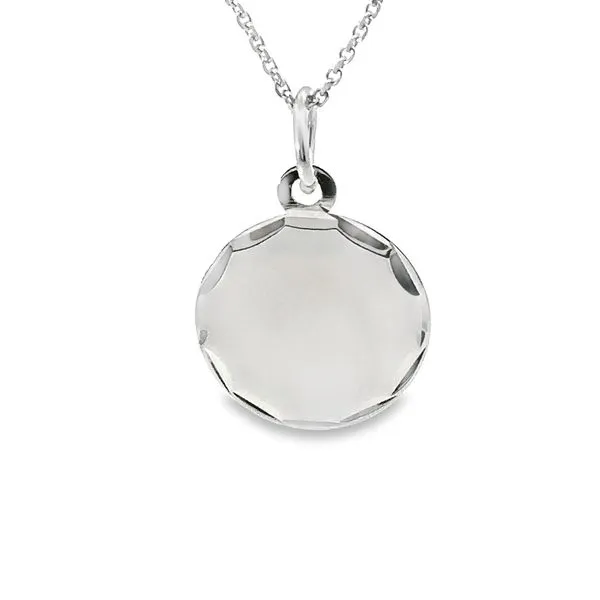14Karat White Gold Etched Engraveable Disc Pendant 435-00535 Monarch Jewelry Winter Park, FL