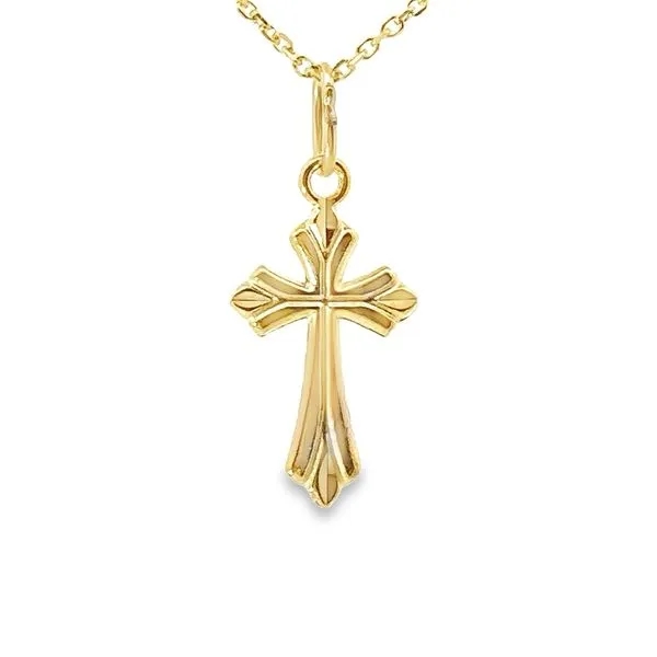 14Karat Yellow Gold Diamond Cut Small Cross Charm 435-00543 similar item image