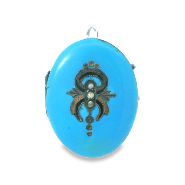 Victorian Enamelled Gold Locket Charm Image 2 Monarch Jewelry Winter Park, FL