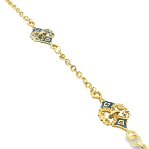 18K Yellow Gold Blue Enameled Fancy Link Bracelet Image 2 Monarch Jewelry Winter Park, FL