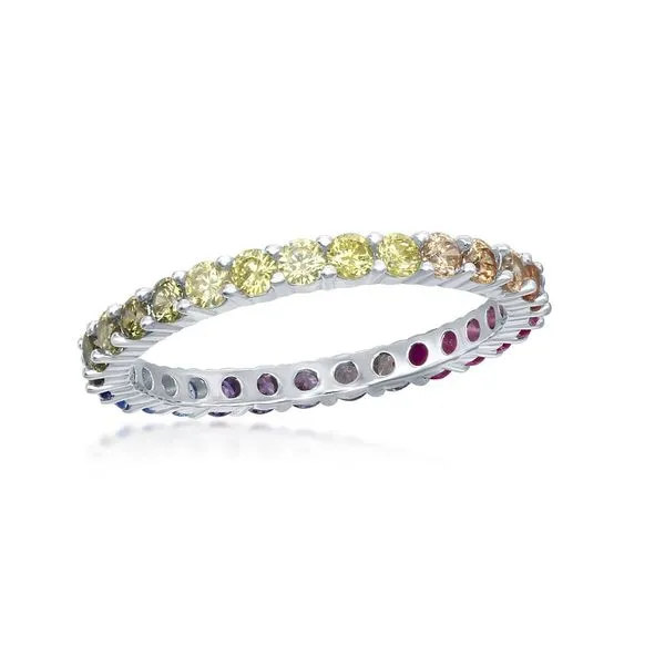 Sterling Silver Rainbow eternity ring 605-00579 Monarch Jewelry Winter Park, FL
