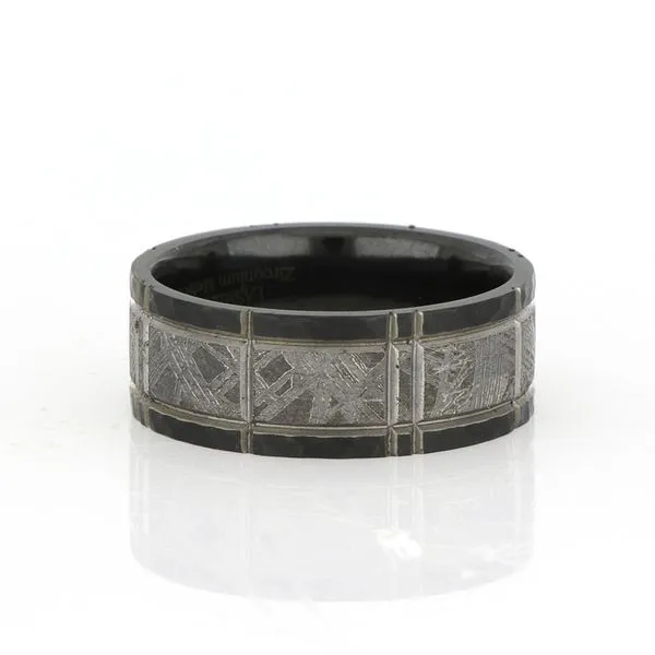 Black Zirconium and Meteorite Wedding Ring 800-00091 Monarch Jewelry Winter Park, FL
