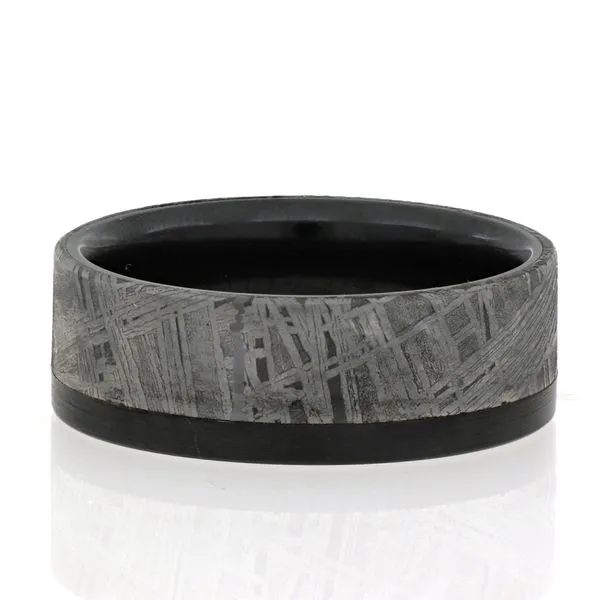 Black Zirconium and Meteorite Wedding Ring 800-00148 Monarch Jewelry Winter Park, FL