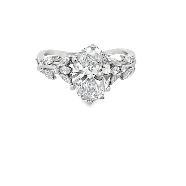 2.02ct Lab Grown Oval Diamond Platinum Floral Engagement Ring 850-00173 Image 4 Monarch Jewelry Winter Park, FL