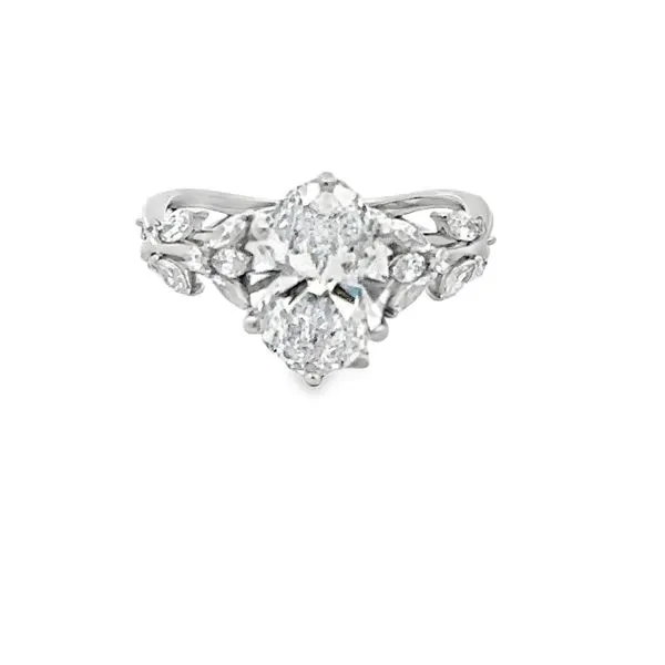 2.02ct Lab Grown Oval Diamond Platinum Floral Engagement Ring 850-00173 Monarch Jewelry Winter Park, FL