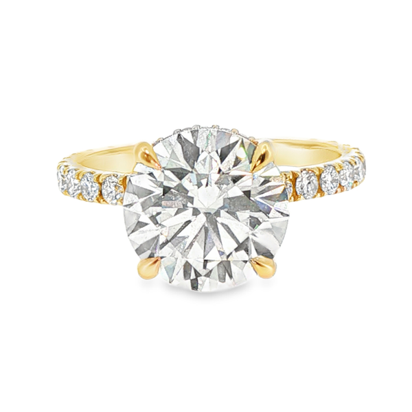 14K Yellow Gold Halo Lab Grown Diamond Ring Monarch Jewelry Winter Park, FL