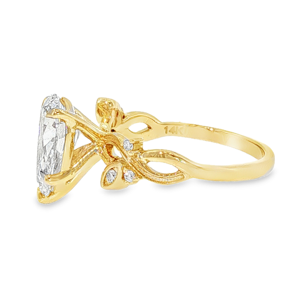 14K Yellow Gold Floral Band Lab Grown Diamond Ring Image 3 Monarch Jewelry Winter Park, FL