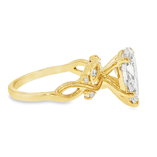 14K Yellow Gold Floral Band Lab Grown Diamond Ring Image 4 Monarch Jewelry Winter Park, FL
