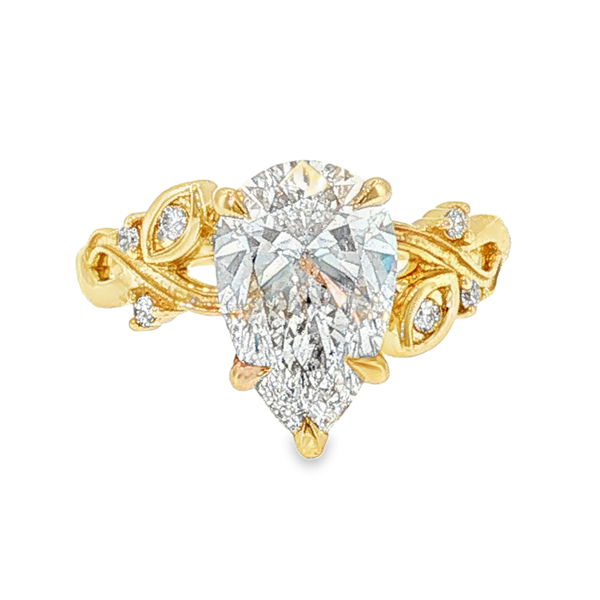 14K Yellow Gold Floral Band Lab Grown Diamond Ring Monarch Jewelry Winter Park, FL