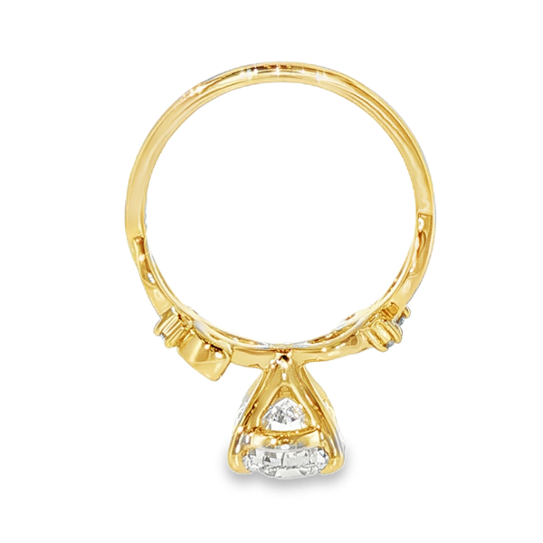 14K Yellow Gold Floral Band Lab Grown Diamond Ring Image 5 Monarch Jewelry Winter Park, FL