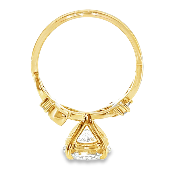 14K Yellow Gold Floral Band Lab Grown Diamond Ring Image 5 Monarch Jewelry Winter Park, FL