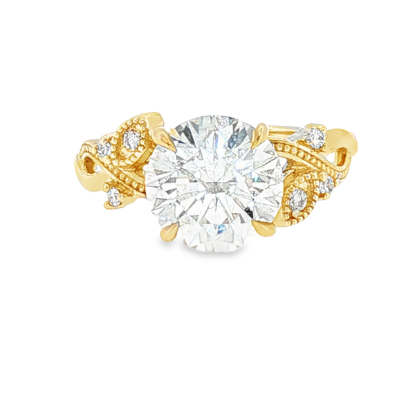 14K Yellow Gold Floral Band Lab Grown Diamond Ring Monarch Jewelry Winter Park, FL