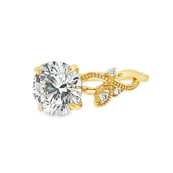 14K Yellow Gold Floral Band Lab Grown Diamond Ring Image 2 Monarch Jewelry Winter Park, FL