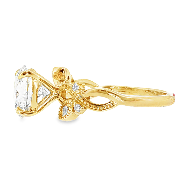 14K Yellow Gold Floral Band Lab Grown Diamond Ring Image 3 Monarch Jewelry Winter Park, FL