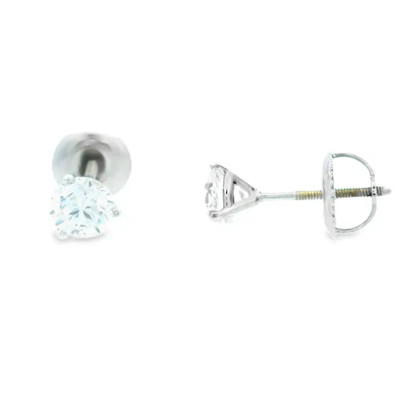 White Gold Lab Grown Diamond Screw Back Earrings Monarch Jewelry