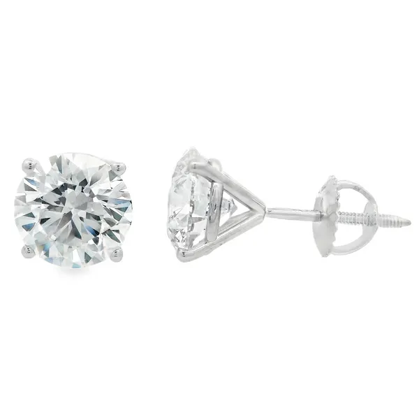 14K White Gold Lab Grown Diamond Screw Back Earrings Monarch Jewelry Winter Park, FL