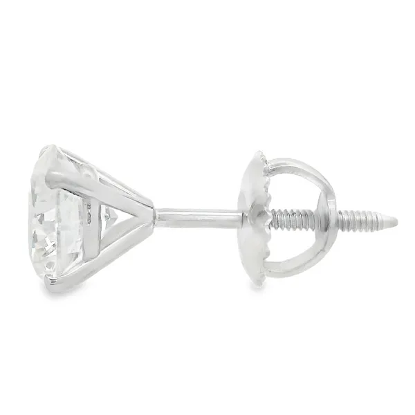 14K White Gold Lab Grown Diamond Screw Back Earrings Image 3 Monarch Jewelry Winter Park, FL