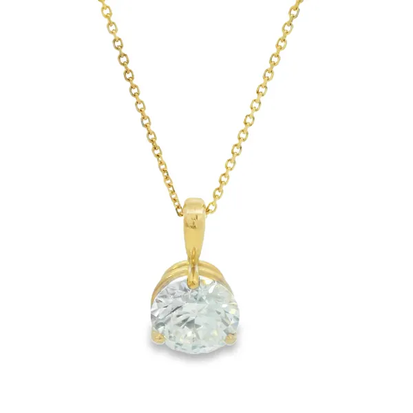 14K Yellow Gold Lab Grown Diamond Solitaire Pendant Necklace Image 5 Monarch Jewelry Winter Park, FL