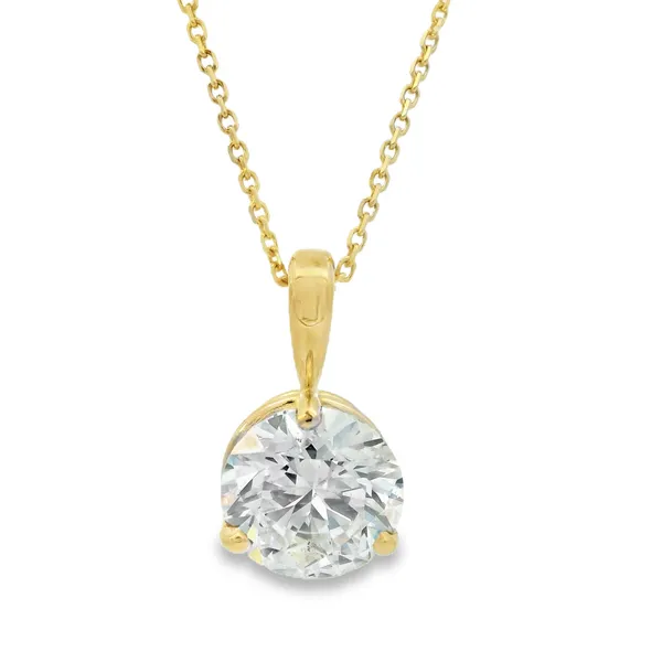 14K Yellow Gold Lab Grown Diamond Solitaire Pendant Necklace Monarch Jewelry Winter Park, FL