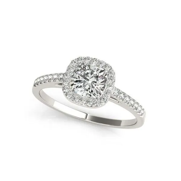 14K White Gold Halo Diamond Engagement Ring Moore Jewelers Laredo, TX