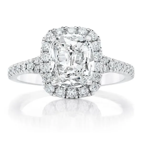 14K White Gold Cushion Halo Engagement Ring Moore Jewelers Laredo, TX