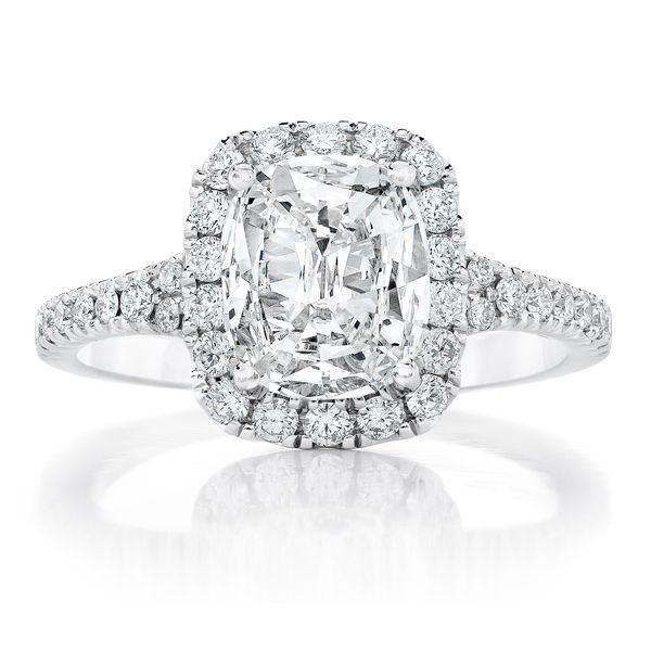 14K White Gold Cushion Halo Engagement Ring Moore Jewelers Laredo, TX
