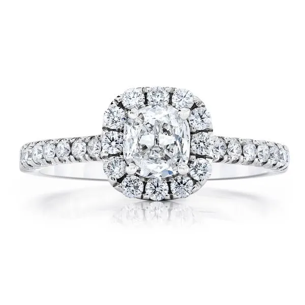 14K White Gold Cushion Halo Engagement Ring Moore Jewelers Laredo, TX
