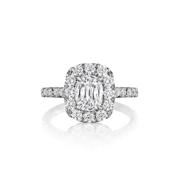 18K White Gold Cushion Halo Diamond Engagement Ring Moore Jewelers Laredo, TX