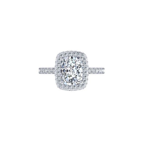 14K White Gold Halo Cushion Diamond Engagement Ring Moore Jewelers Laredo, TX