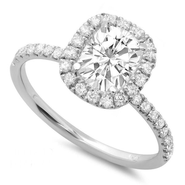 18K Cushion Halo Engagement Ring Moore Jewelers Laredo, TX