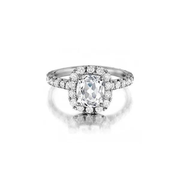18K Cushion Halo Diamond Engagement Ring Moore Jewelers Laredo, TX