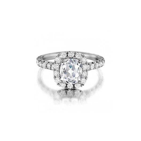 18K Cushion Halo Diamond Engagement Ring Moore Jewelers Laredo, TX