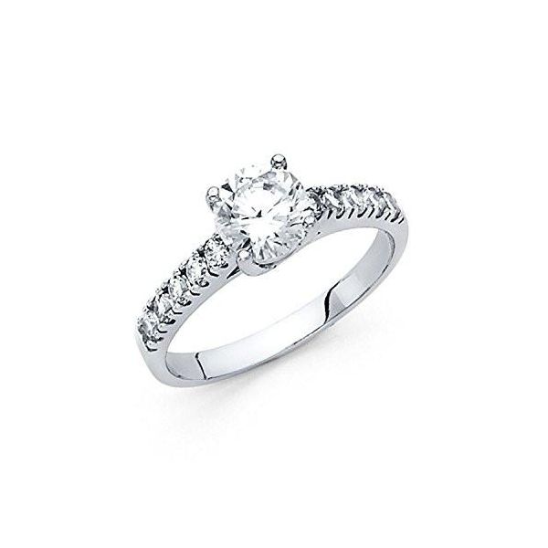 14K White Round Traditional Diamond Engagement Ring Moore Jewelers Laredo, TX