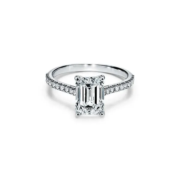 14K White Gold Emerald Traditional Diamond Engagement Ring Moore Jewelers Laredo, TX