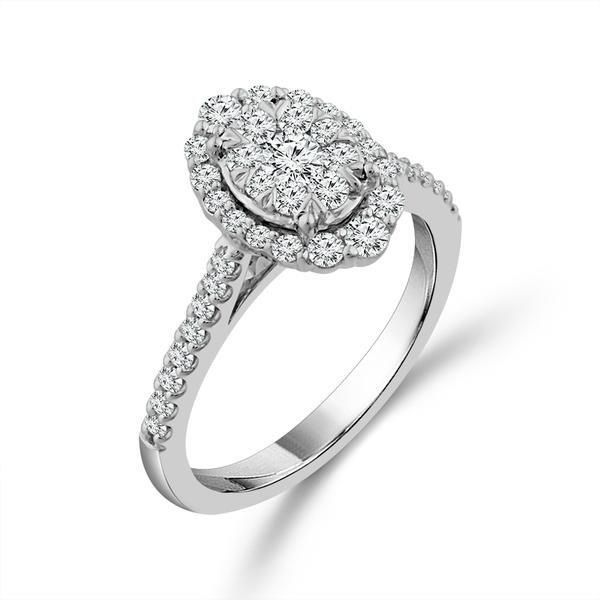 14K White Gold Oval Halo Engagement Ring Moore Jewelers Laredo, TX