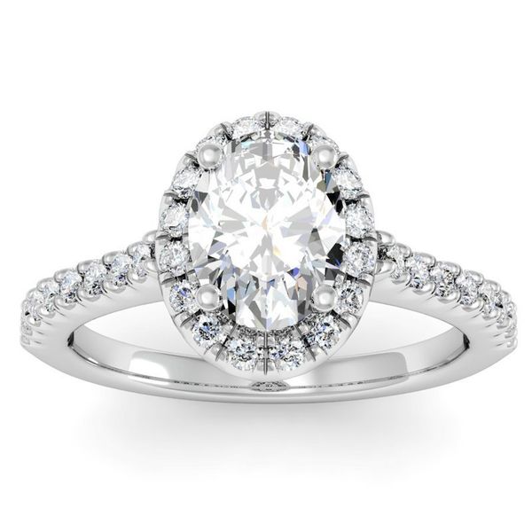 14K White Gold Oval Halo Diamond Engagement Ring Moore Jewelers Laredo, TX