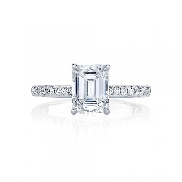 14K White Gold Emerald Cut Diamond Engagement Ring Moore Jewelers Laredo, TX