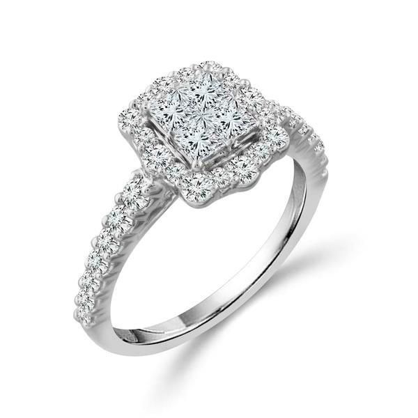 14K White Gold Princess Cut Halo Engagement Ring Moore Jewelers Laredo, TX