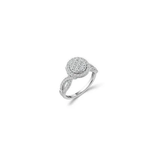 Lady's 10 Karat White Gold Cluster Engagement Ring Moore Jewelers Laredo, TX