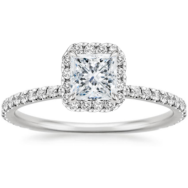 14K White Gold Princess Halo Engagement Ring Moore Jewelers Laredo, TX