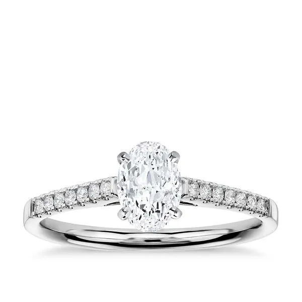 14K White Oval Traditional Diamond Engagement Ring Moore Jewelers Laredo, TX