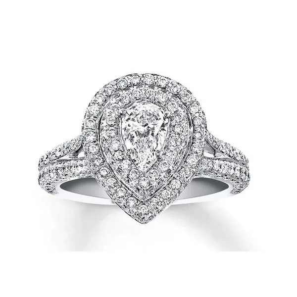 10K White Gold Pear Shaped Double Halo Engagement Ring Moore Jewelers Laredo, TX