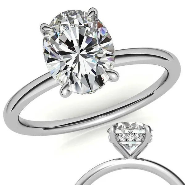 14K White Gold Hidden Halo Labgrown Diamond Engagement Ring Moore Jewelers Laredo, TX